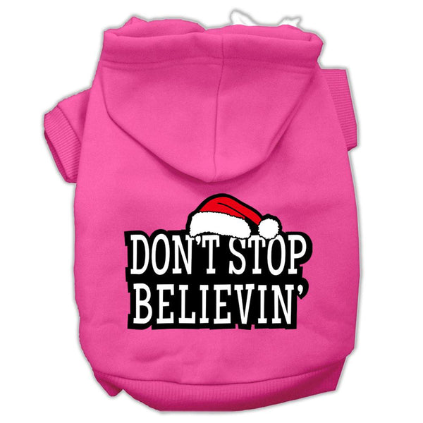 Don't Stop Believin' Screenprint Pet Hoodies Bright Pink Size M (12)