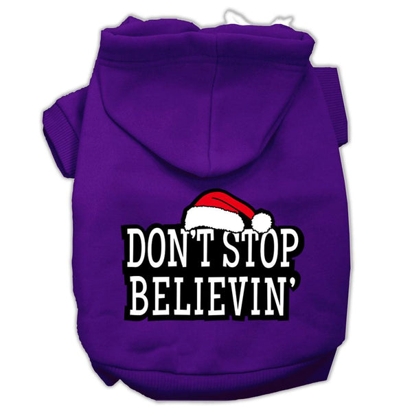 Don't Stop Believin' Screenprint Pet Hoodies Purple Size M (12)