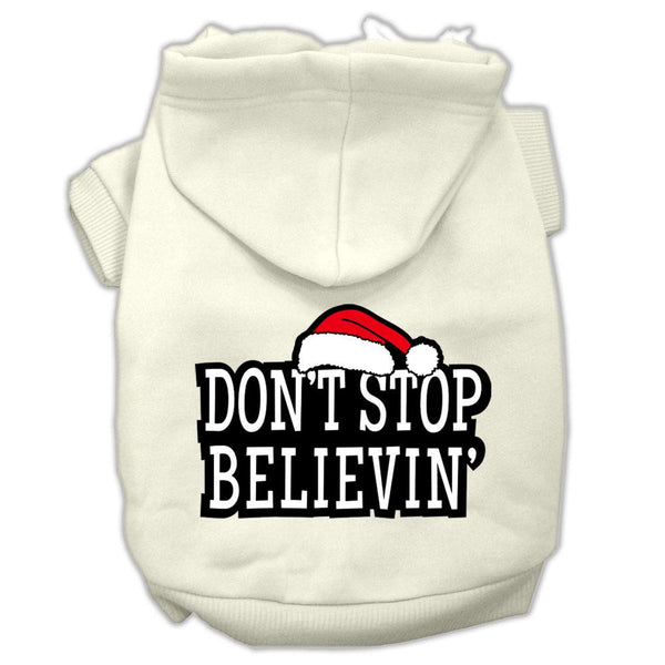 Don't Stop Believin' Screenprint Pet Hoodies Cream Size S (10)