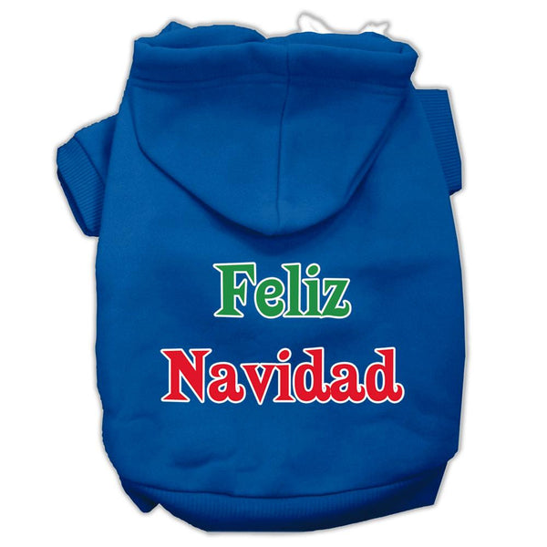 Feliz Navidad Screen Print Pet Hoodies Blue L (14)