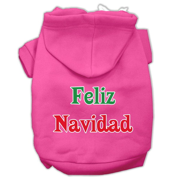 Feliz Navidad Screen Print Pet Hoodies Bright Pink XS (8)