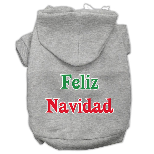 Feliz Navidad Screen Print Pet Hoodies Grey XS (8)