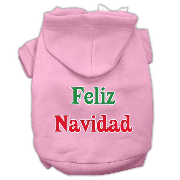 Feliz Navidad Screen Print Pet Hoodies Light Pink XS (8)