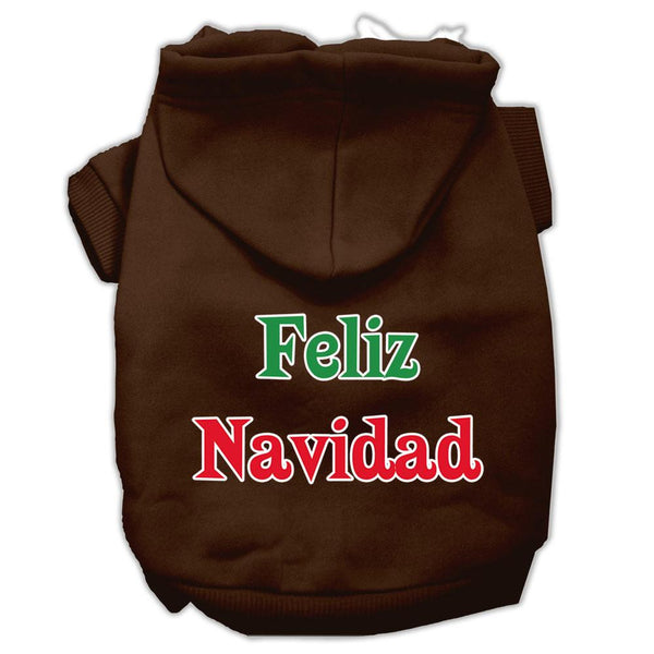 Feliz Navidad Screen Print Pet Hoodies Brown XXXL(20)