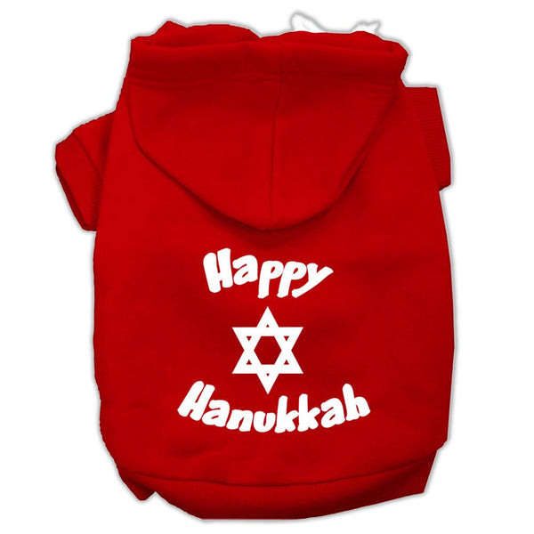 Happy Hanukkah Screen Print Pet Hoodies Red Size Lg (14)