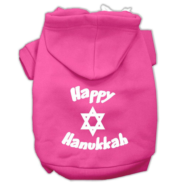 Happy Hanukkah Screen Print Pet Hoodies Bright Pink Size Med (12)