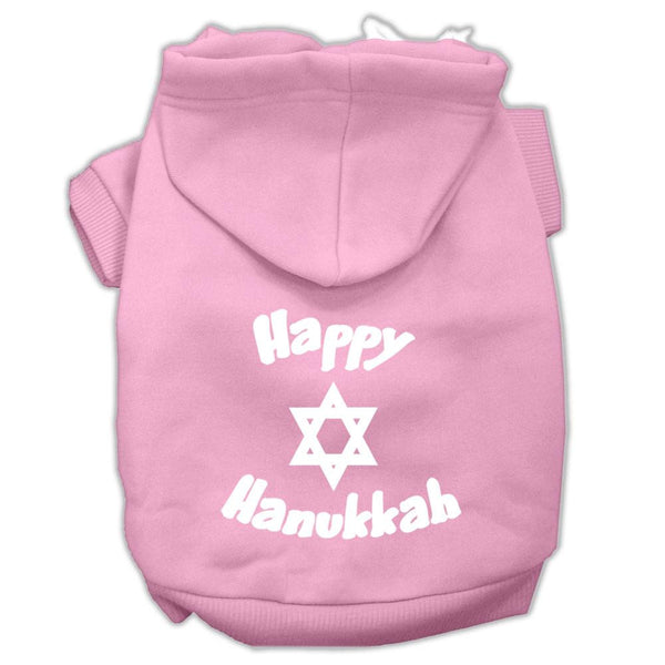 Happy Hanukkah Screen Print Pet Hoodies Light Pink Size Med (12)