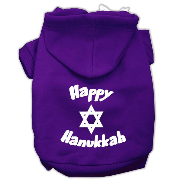 Happy Hanukkah Screen Print Pet Hoodies Purple Size Med (12)