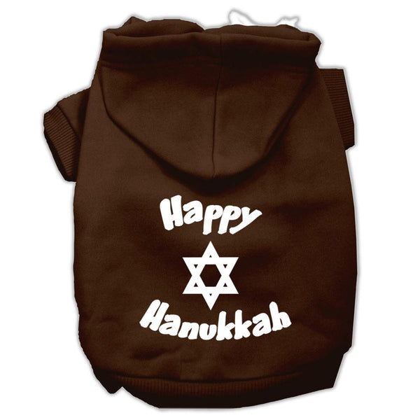 Happy Hanukkah Screen Print Pet Hoodies Brown Size XL (16)