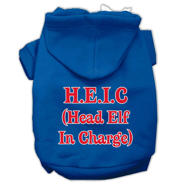 Head Elf In Charge Screen Print Pet Hoodies Blue Size Med (12)