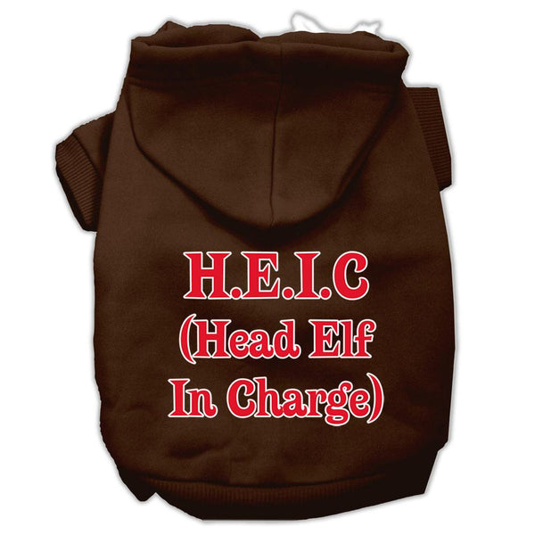 Head Elf In Charge Screen Print Pet Hoodies Brown Size Med (12)