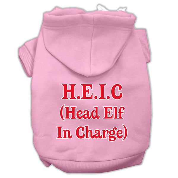 Head Elf In Charge Screen Print Pet Hoodies Light Pink Size Med (12)