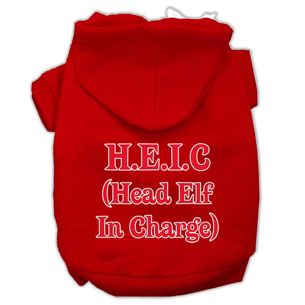 Head Elf In Charge Screen Print Pet Hoodies Red Size Med (12)