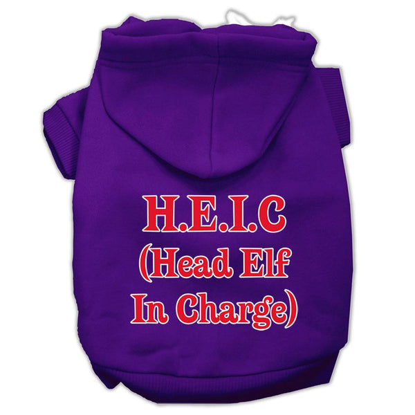 Head Elf In Charge Screen Print Pet Hoodies Purple Size Sm (10)