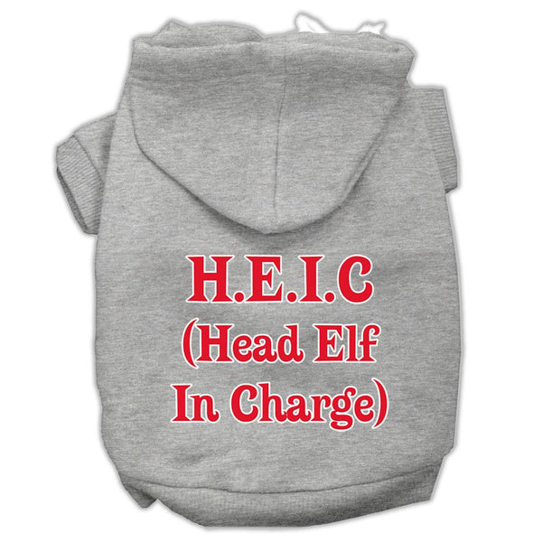 Head Elf In Charge Screen Print Pet Hoodies Grey Size XL (16)