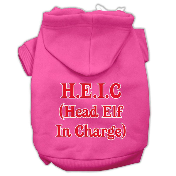 Head Elf In Charge Screen Print Pet Hoodies Bright Pink Size XS (8)