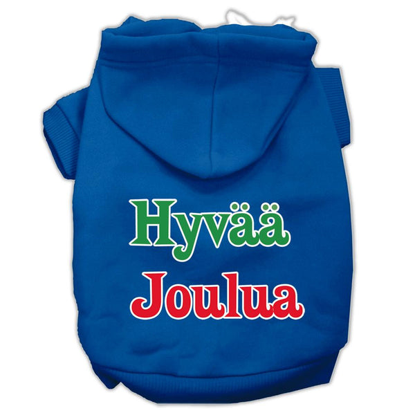 Hyvaa Joulua Screen Print Pet Hoodies Blue L (14)