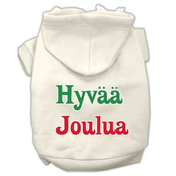 Hyvaa Joulua Screen Print Pet Hoodies Cream Size L (14)