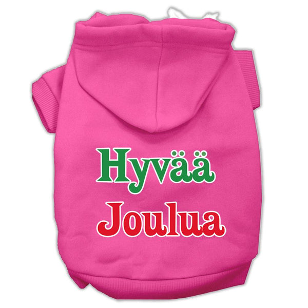 Hyvaa Joulua Screen Print Pet Hoodies Bright Pink S (10)