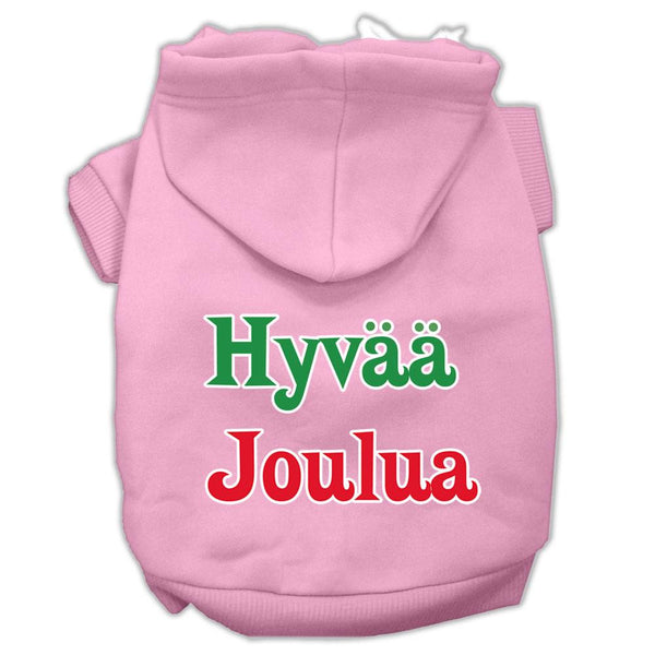 Hyvaa Joulua Screen Print Pet Hoodies Light Pink S (10)