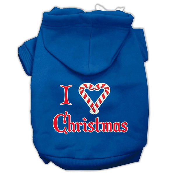 I Heart Christmas Screen Print Pet Hoodies Blue Size Lg (14)