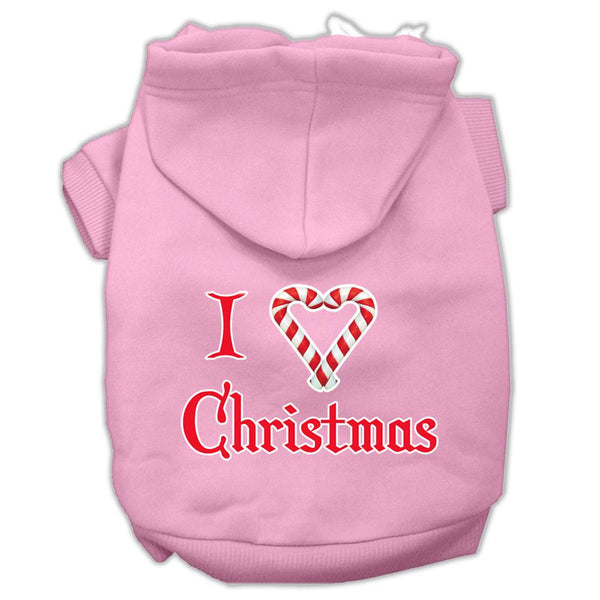 I Heart Christmas Screen Print Pet Hoodies Light Pink Size Med (12)