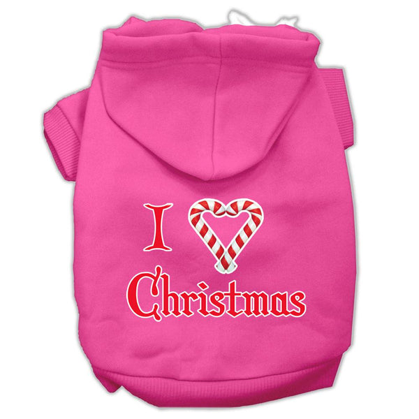 I Heart Christmas Screen Print Pet Hoodies Bright Pink Size Sm (10)