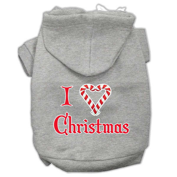 I Heart Christmas Screen Print Pet Hoodies Grey Size XS (8)