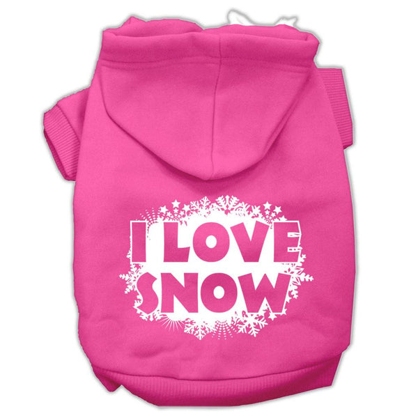 I Love Snow Screenprint Pet Hoodies Bright Pink Size L (14)