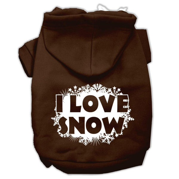 I Love Snow Screenprint Pet Hoodies Brown Size Sm (10)