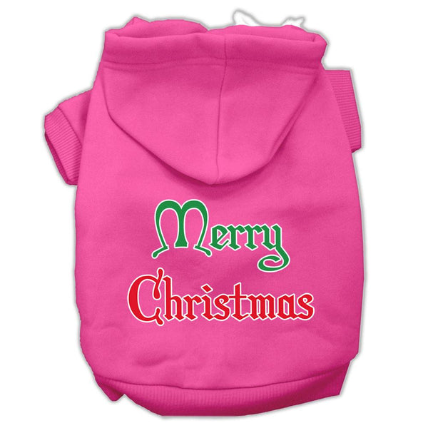 Merry Christmas Screen Print Pet Hoodies Bright Pink Size Lg (14)