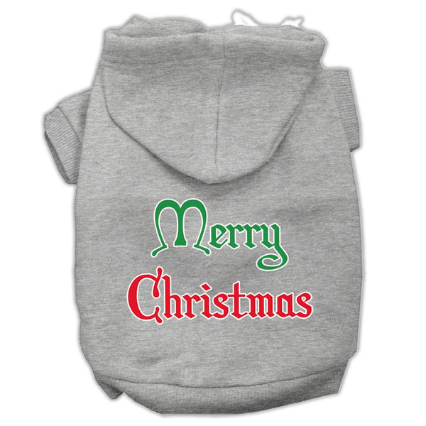 Merry Christmas Screen Print Pet Hoodies Grey Size Lg (14)