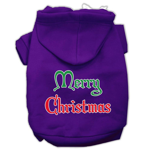 Merry Christmas Screen Print Pet Hoodies Purple Size Lg (14)