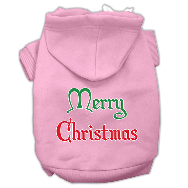 Merry Christmas Screen Print Pet Hoodies Light Pink Size Sm (10)