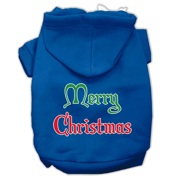 Merry Christmas Screen Print Pet Hoodies Blue Size XS (8)