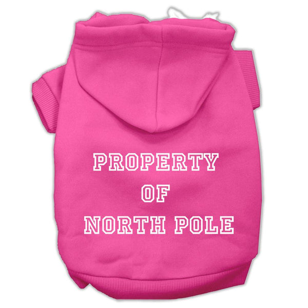 Property of North Pole Screen Print Pet Hoodies Bright Pink Size XL (16)