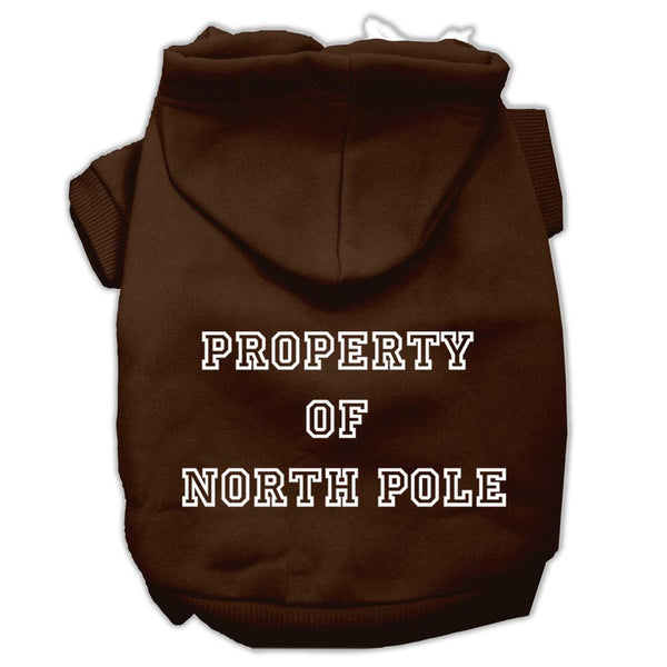 Property of North Pole Screen Print Pet Hoodies Brown Size XL (16)