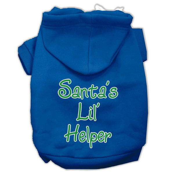 Santa's Lil' Helper Screen Print Pet Hoodies Blue Size Lg (14)