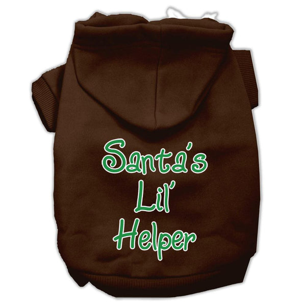 Santa's Lil' Helper Screen Print Pet Hoodies Brown Size Med (12)