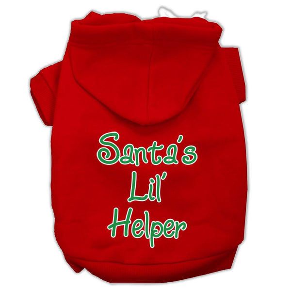 Santa's Lil' Helper Screen Print Pet Hoodies Red Size Sm (10)