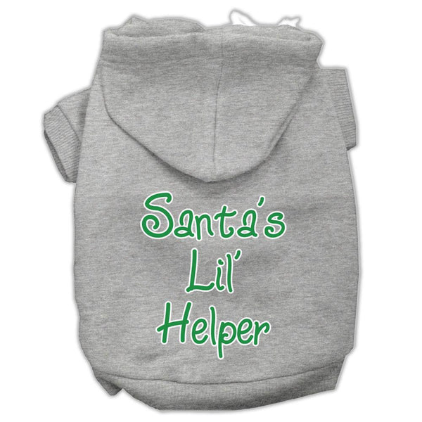 Santa's Lil' Helper Screen Print Pet Hoodies Grey Size XS (8)