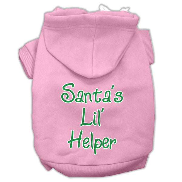 Santa's Lil' Helper Screen Print Pet Hoodies Light Pink Size XS (8)