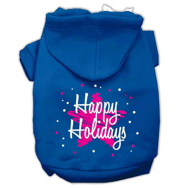 Scribble Happy Holidays Screenprint Pet Hoodies Blue Size L (14)