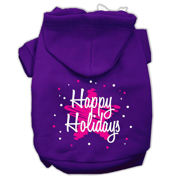 Scribble Happy Holidays Screenprint Pet Hoodies Purple Size L (14)