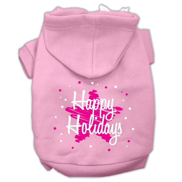 Scribble Happy Holidays Screenprint Pet Hoodies Light Pink Size S (10)