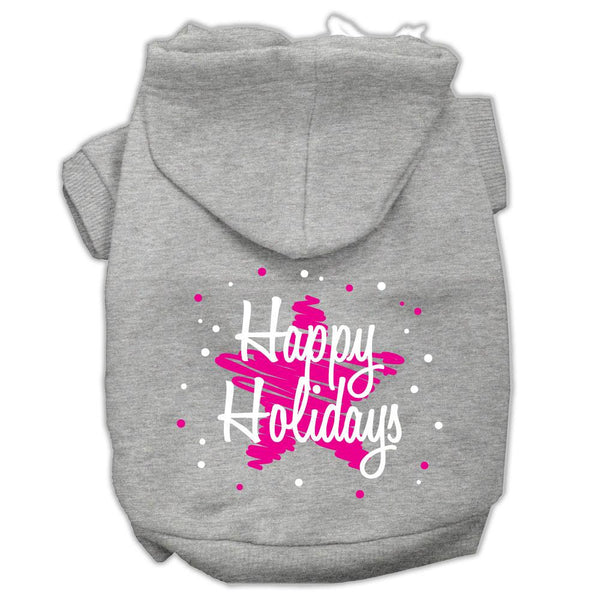 Scribble Happy Holidays Screenprint Pet Hoodies Grey Size XL (16)