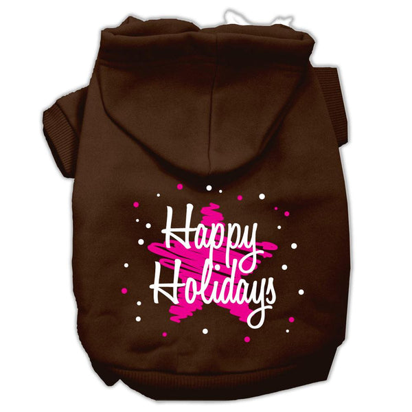 Scribble Happy Holidays Screenprint Pet Hoodies Brown Size XS (8)