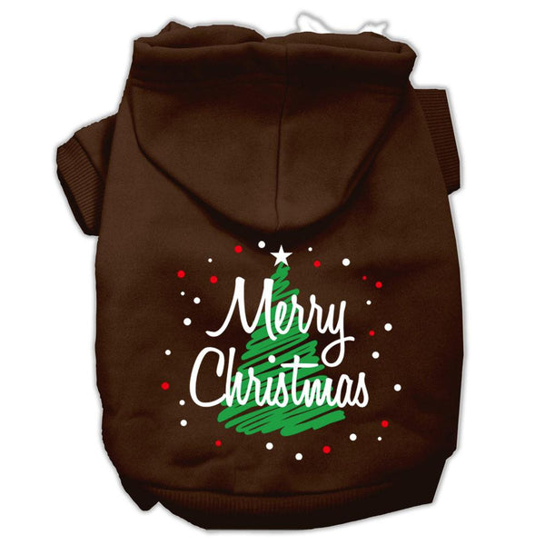 Scribbled Merry Christmas Screenprint Pet Hoodies Brown Size XS (8)