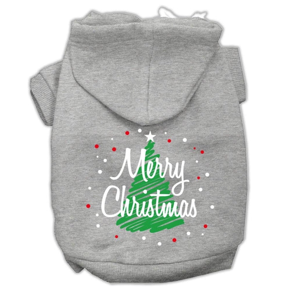 Scribbled Merry Christmas Screenprint Pet Hoodies Grey Size XS (8)