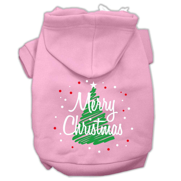 Scribbled Merry Christmas Screenprint Pet Hoodies Light Pink Size XS (8)